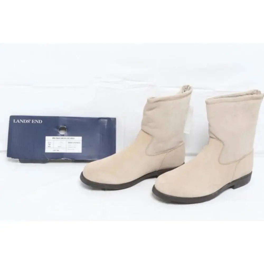 Lands' End NWT Mens Faux Light Tan Shearling Boot Size 13. Back Zipper Trendy